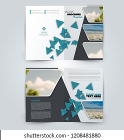 Abstract flyer design background. Brochure template. Can be used for magazine cover, business mockup, education, presentation, report. Blue color. Vector illustration.