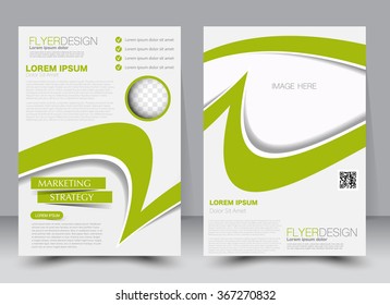 Abstract flyer design background. Brochure template. Can be used for magazine cover, business mockup, education, presentation, report. a4 size with editable elements. Green color. 