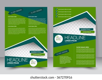 Abstract flyer design background. Brochure template. Can be used for magazine cover, business mockup, education, presentation, report. a4 size with editable elements. Green color.