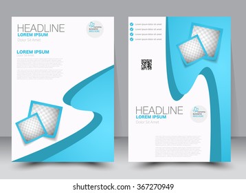 Abstract flyer design background. Brochure template. Can be used for magazine cover, business mockup, education, presentation, report. a4 size with editable elements.  Blue color.
