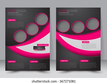 Abstract flyer design background. Brochure template. Can be used for magazine cover, business mockup, education, presentation, report. a4 size with editable elements. Black and pink color.