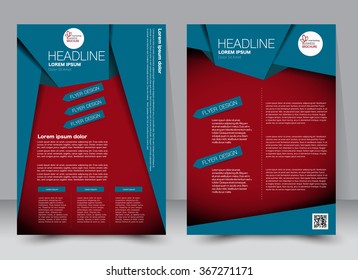 Abstract flyer design background. Brochure template. Can be used for magazine cover, business mockup, education, presentation, report. a4 size with editable elements.  Red and blue color.