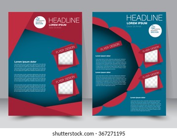 Abstract flyer design background. Brochure template. Can be used for magazine cover, business mockup, education, presentation, report. a4 size with editable elements.  Red and blue color.