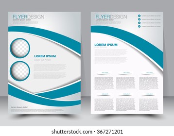 Abstract flyer design background. Brochure template. Can be used for magazine cover, business mockup, education, presentation, report. a4 size with editable elements.  Blue color.