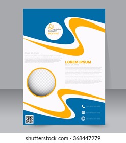 Abstract flyer design background. Brochure template. Can be used for magazine cover, business mockup, education, presentation, report. a4 size with editable elements. Blue and yellow color