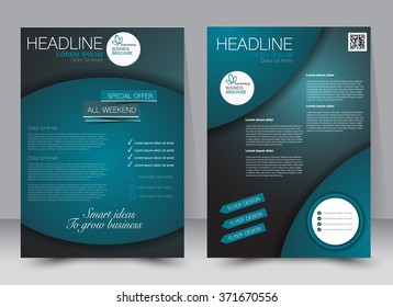Abstract flyer design background. Brochure template. Can be used for magazine cover, business mockup, education, presentation, report. A4 size with editable elements. Blue color.