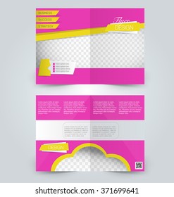 Abstract flyer design background. Brochure template. Can be used for magazine cover, business mockup, education, presentation, report. Pink and yellow color