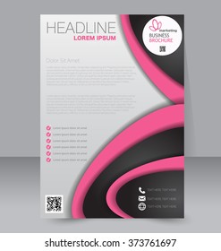 Abstract flyer design background. Brochure template. Can be used for magazine cover, business mockup, education, presentation, report. Pink and black color