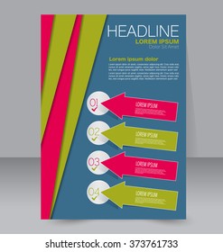 Abstract flyer design background. Brochure template. Can be used for magazine cover, business mockup, education, presentation, report. Blue, green, and pink color
