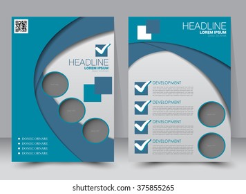 Abstract flyer design background. Brochure template. Can be used for magazine cover, business mockup, education, presentation, report. a4 size with editable elements. Blue color.
