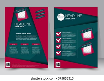 Abstract flyer design background. Brochure template. Can be used for magazine cover, business mockup, education, presentation, report. a4 size with editable elements. Red and green color.