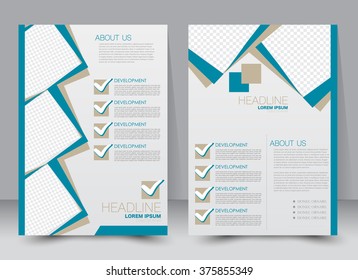 Abstract flyer design background. Brochure template. Can be used for magazine cover, business mockup, education, presentation, report. a4 size with editable elements. Blue color.