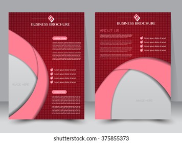Abstract flyer design background. Brochure template. Can be used for magazine cover, business mockup, education, presentation, report. a4 size with editable elements. Red color.