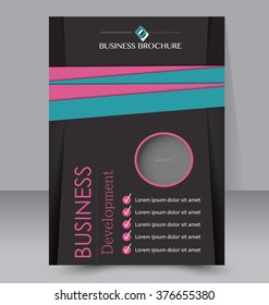 Abstract flyer design background. Brochure template. Can be used for magazine cover, business mockup, education, presentation, report. Black, blue and pink color