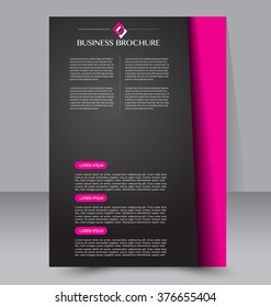 Abstract flyer design background. Brochure template. Can be used for magazine cover, business mockup, education, presentation, report. Black and pink color