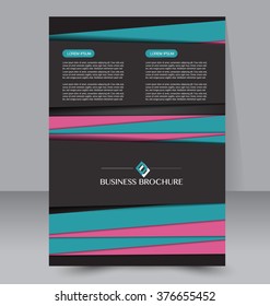 Abstract flyer design background. Brochure template. Can be used for magazine cover, business mockup, education, presentation, report. Black, blue and pink color