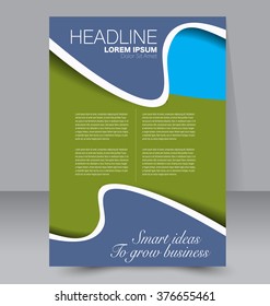 Abstract flyer design background. Brochure template. Can be used for magazine cover, business mockup, education, presentation, report. Blue and green color