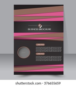 Abstract flyer design background. Brochure template. Can be used for magazine cover, business mockup, education, presentation, report. Black, pink and brown color
