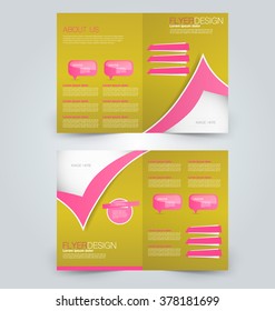 Abstract flyer design background. Brochure template. Can be used for magazine cover, business mockup, education, presentation, report. Pink and yellow color.