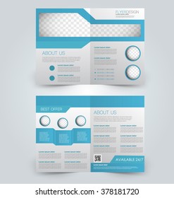 Abstract flyer design background. Brochure template. Can be used for magazine cover, business mockup, education, presentation, report. Blue color.