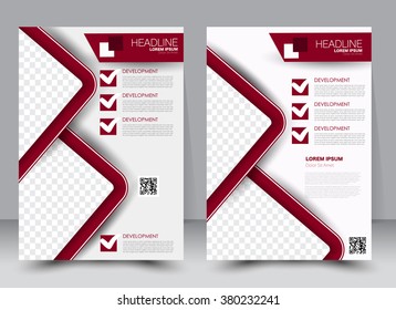 Abstract flyer design background. Brochure template. Can be used for magazine cover, business mockup, education, presentation, report. a4 size with editable elements. Red color