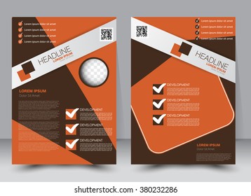 Abstract flyer design background. Brochure template. Can be used for magazine cover, business mockup, education, presentation, report. a4 size with editable elements. Orange and brown color