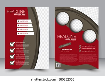 Abstract flyer design background. Brochure template. Can be used for magazine cover, business mockup, education, presentation, report. a4 size with editable elements. Red and brown color