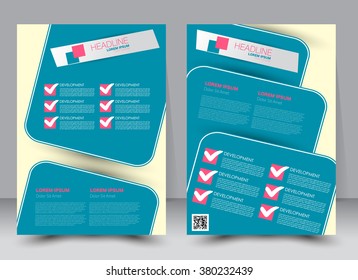Abstract flyer design background. Brochure template. Can be used for magazine cover, business mockup, education, presentation, report. a4 size with editable elements. Blue and pink color