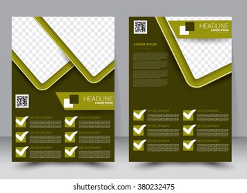 Abstract flyer design background. Brochure template. Can be used for magazine cover, business mockup, education, presentation, report. a4 size with editable elements. Green color