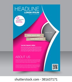 Abstract flyer design background. Brochure template. Can be used for magazine cover, business mockup, education, presentation, report. RBlue and pink color