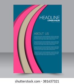 Abstract flyer design background. Brochure template. Can be used for magazine cover, business mockup, education, presentation, report. Blue and pink color