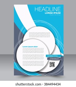 Abstract flyer design background. Brochure template. Can be used for magazine cover, business mockup, education, presentation, report. Blue color.
