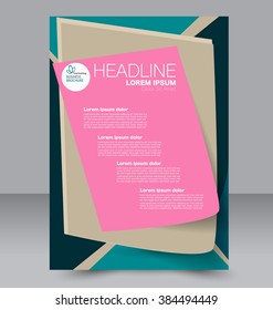 Abstract flyer design background. Brochure template. Can be used for magazine cover, business mockup, education, presentation, report. Pink, green, and brown color.