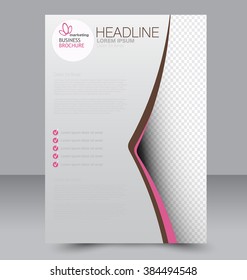 Abstract flyer design background. Brochure template. Can be used for magazine cover, business mockup, education, presentation, report. Pink and brown color.