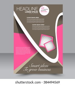Abstract flyer design background. Brochure template. Can be used for magazine cover, business mockup, education, presentation, report. Pink and brown color.