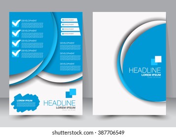 Abstract flyer design background. Brochure template. Can be used for magazine cover, business mockup, education, presentation, report. a4 size with editable elements. Blue color.