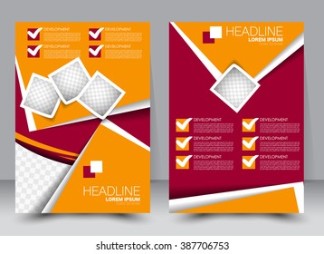 Abstract flyer design background. Brochure template. Can be used for magazine cover, business mockup, education, presentation, report. a4 size with editable elements. Orange and red color.