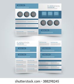 Abstract flyer design background. Brochure template. Can be used for magazine cover, business mockup, education, presentation, report. Blue color