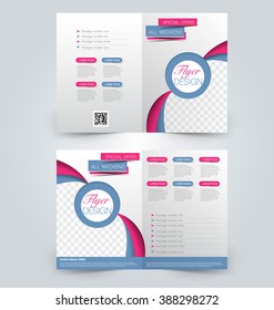 Abstract flyer design background. Brochure template. Can be used for magazine cover, business mockup, education, presentation, report. Blue and pink color