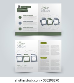 Abstract flyer design background. Brochure template. Can be used for magazine cover, business mockup, education, presentation, report. Green color