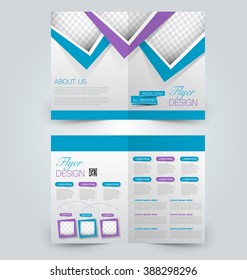 Abstract flyer design background. Brochure template. Can be used for magazine cover, business mockup, education, presentation, report. Blue and purple color