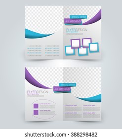 Abstract flyer design background. Brochure template. Can be used for magazine cover, business mockup, education, presentation, report. Blue and purple color
