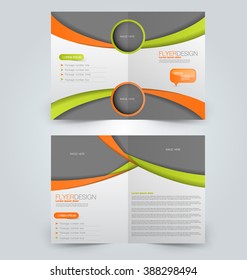 Abstract flyer design background. Brochure template. Can be used for magazine cover, business mockup, education, presentation, report. Green and orange color