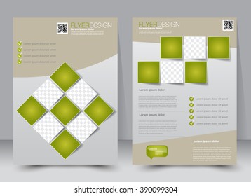Abstract flyer design background. Brochure template. Can be used for magazine cover, business mockup, education, presentation, report. a4 size with editable elements. Green color.