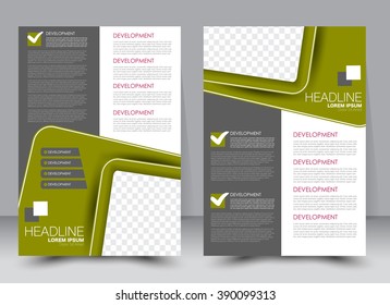 Abstract flyer design background. Brochure template. Can be used for magazine cover, business mockup, education, presentation, report. a4 size with editable elements. Green color.