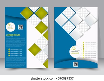 Abstract flyer design background. Brochure template. Can be used for magazine cover, business mockup, education, presentation, report. a4 size with editable elements. Green and blue color.