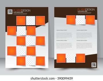 Abstract flyer design background. Brochure template. Can be used for magazine cover, business mockup, education, presentation, report. a4 size with editable elements. Orange and brown color.