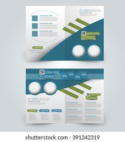 Abstract flyer design background. Brochure template. Can be used for magazine cover, business mockup, education, presentation, report. Green and blue color.
