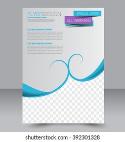 Abstract flyer design background. Brochure template. Can be used for magazine cover, business mockup, education, presentation, report. Blue color