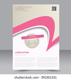 Abstract flyer design background. Brochure template. Can be used for magazine cover, business mockup, education, presentation, report. Pink color